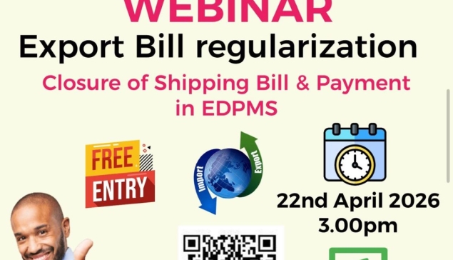 TEXPROCIL webinar: Export bill regularization - Closure of shipping bill & payment in EDPMS
